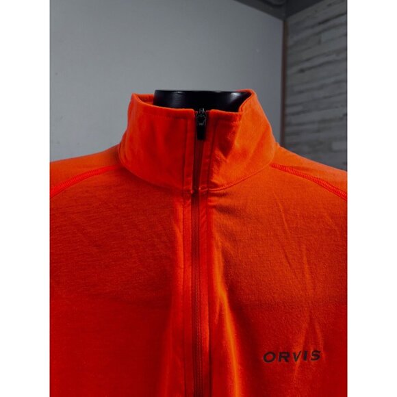 Orvis Mens Drirelease 1/4 Zip Long Sleeve Shirt Orange UV Protection Small - Picture 2 of 8